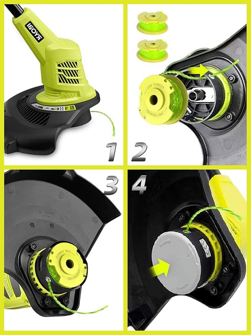 WEZCHUGHAOL String Trimmer Spool Replacement, 0.080 Inch Line, 11 Ft, 8 Spools with 2 Caps, Compatible with Ryobi One+ 18V, 24V, 40V Trimmers