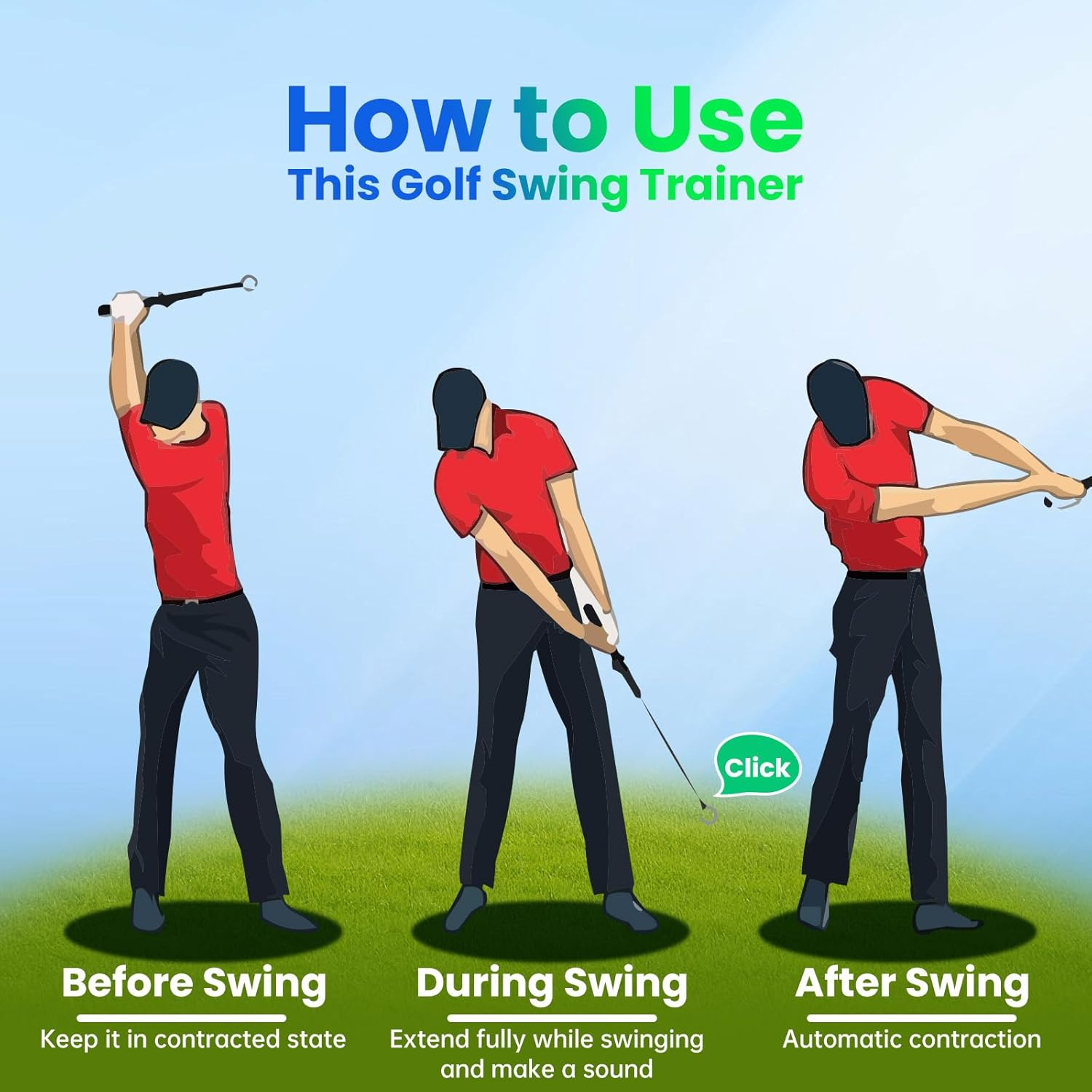 Retractable Golf Swing Training,Golf Training Aid,Golf Grip Trainer,Golf Accessories for Men,Right-Handed Strength & Tempo Training for Chipping Hitting image number 1