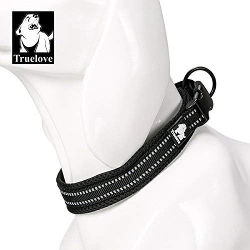 WINHYEPET True Love Dog Collar Reflective Sandwich Lining Nylon Webbing Comfortable and Safe Adjustable Buckle Convenient Used for Walking for Samll/Medium/Large Neck Ring Tlc5011(Black,M) image number 2