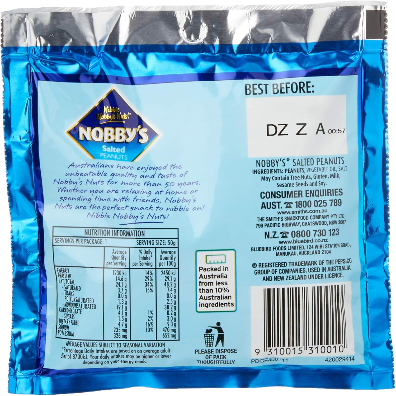 Nobby'S Salted Peanuts, 12 X 50 Grams image number 4