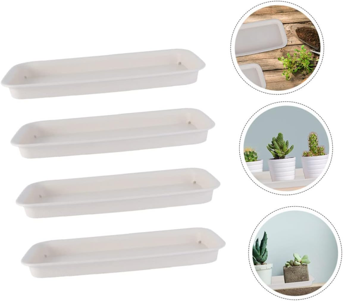 VANZACK 4Pcs Rectangular Flowerpot Trays for Indoor and Outdoor Gardening Lightweight Drip Saucer Plates to Prevent Soil and Water Spills Special image number 4