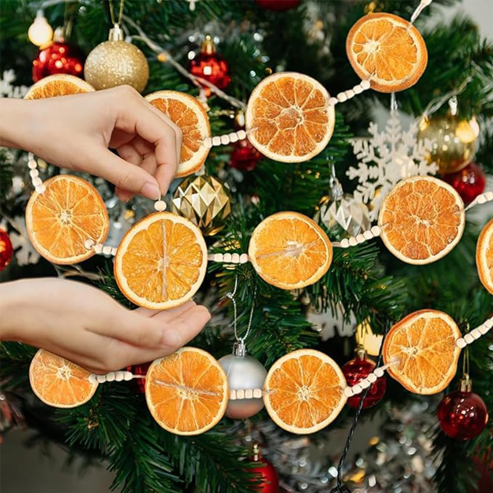 10 Ft Dried Orange Slice Christmas Garland - Realistic Farmhouse Christmas Decor for Xmas Tree Holiday Wedding Fireplace Mantle Indoor Decor image number 5