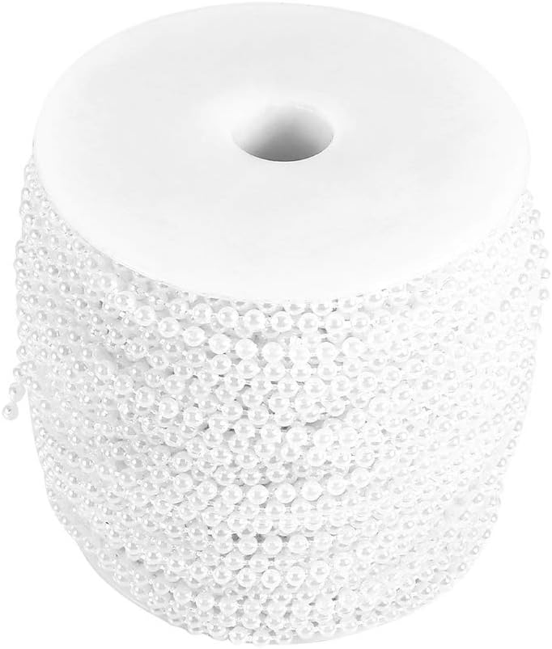 Pearl String,50M Roll 3Mm Fishing Line Pearls String Beads Chain Garland Wedding Decoration Centerpieces(White) image number 5