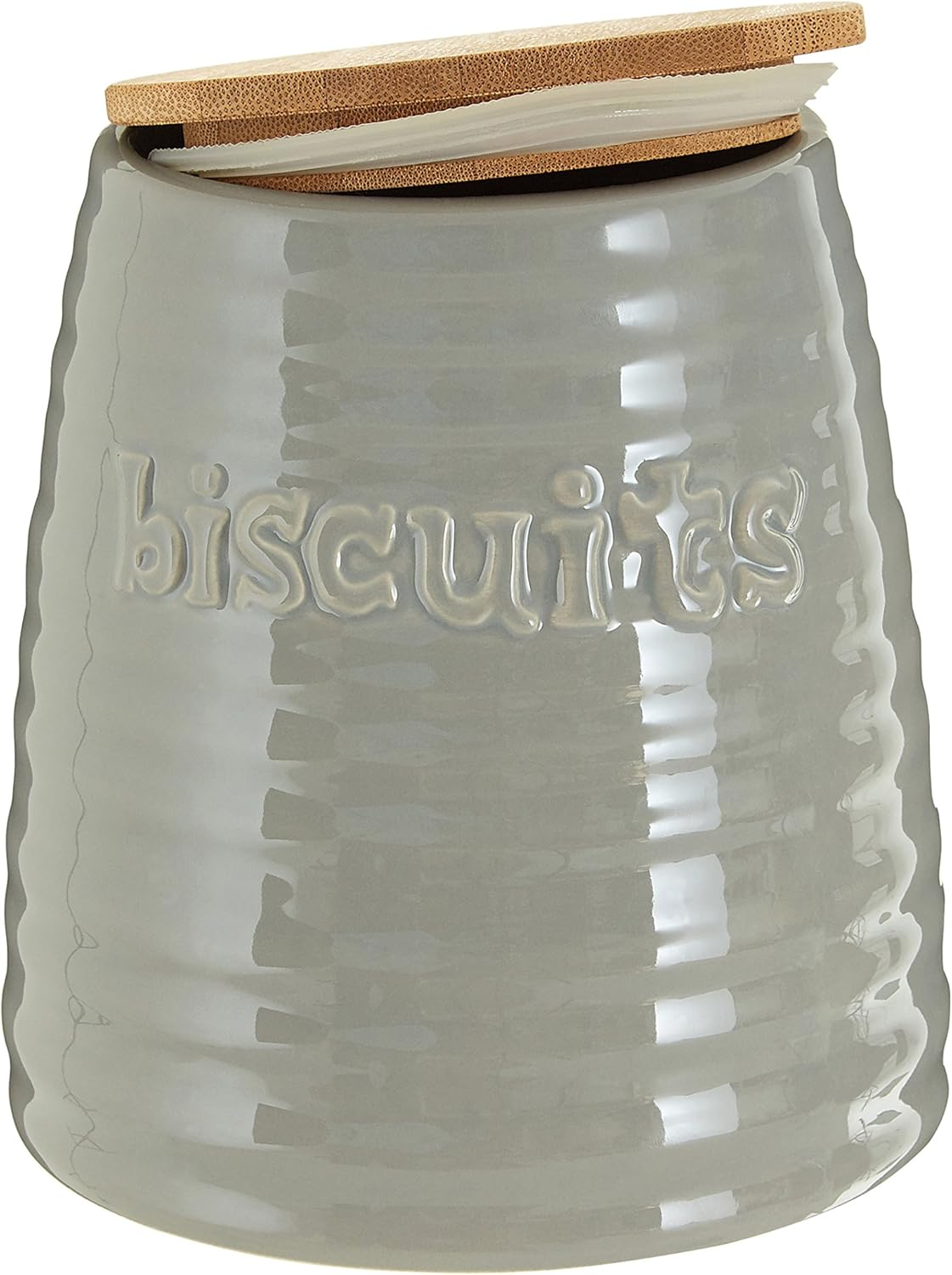Premier Housewares Biscuit Ceramic Kitchen Storage Jars Grey Cookie Jars for Biscuits Canisters for the Kitchen Tea Coffee Sugar Tea Coffee and Sugar Canisters image number 1