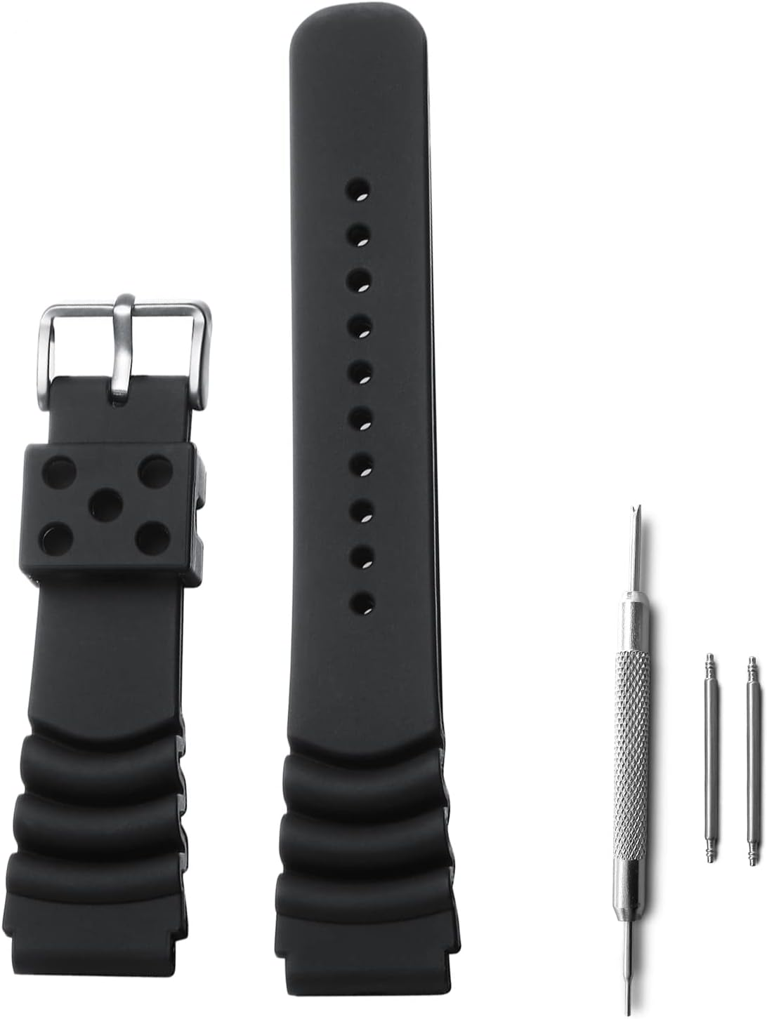 ADDIESDIVE Rubber Watch Band for Dive Watches Waterproof Replacement Watch Strap for Men Black Blue Orange 20Mm 22Mm