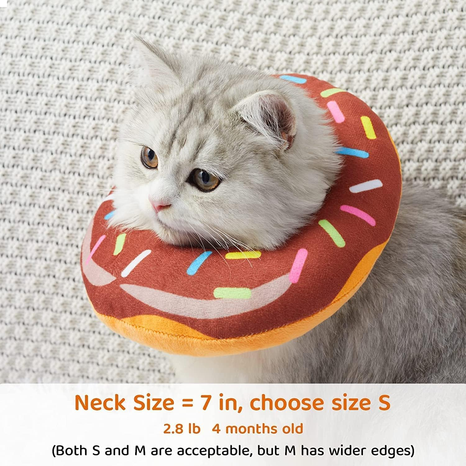 Wabmipe Adjustable Cat Cone Collar, Anti-Bite Lick Wound Healing Safety Elizabethan E-Collar, Comfortable Lightweight Neck Collars after Surgery for Kittens, Cute Cat Recovery Collar (Donut Brown) image number 5