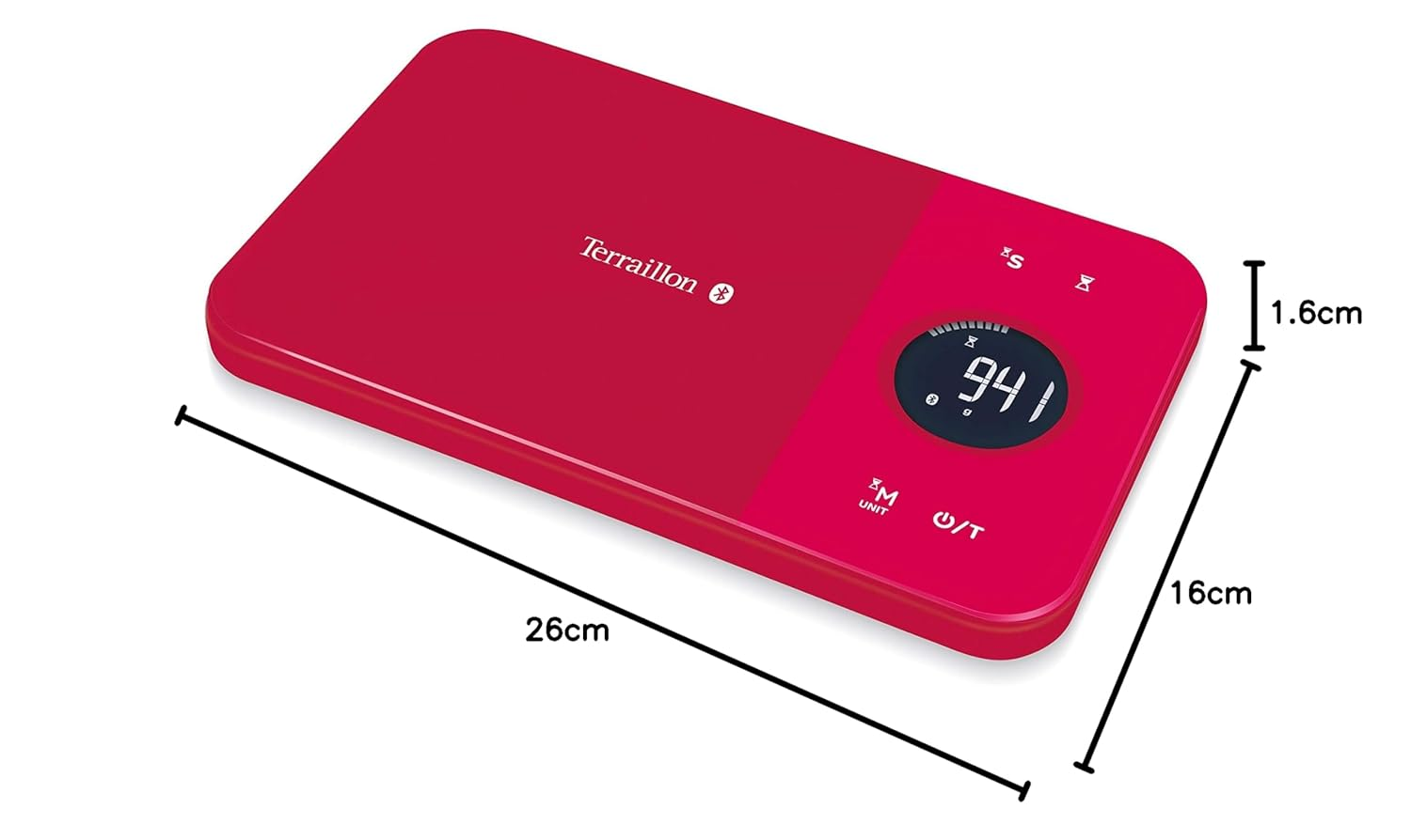 Terraillon Nutritab Kitchen Scales, Connects to Smartphone/Tablet, Energy Supply, with Tare Function, Liquid Display, Timer, Bluetooth Smart, 5 Kg, Cranberry Red image number 5
