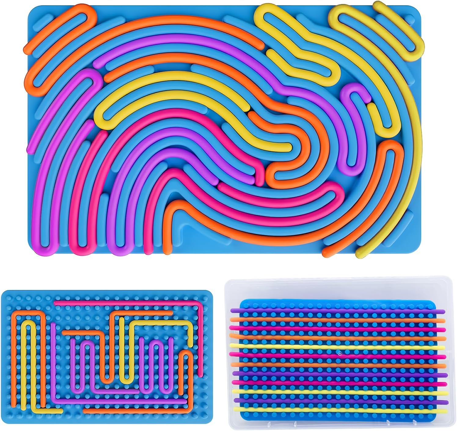 Sensory Activity Board for Kids & Adults &ndash; Silicone Sensory Fidget Toy Double-Sided for Anxiety, Autism, ADHD &ndash; Calming Travel Toy with Storage Box &ndash; Quiet Stress Relief Toy Stocking Stuffers Gift image number 6