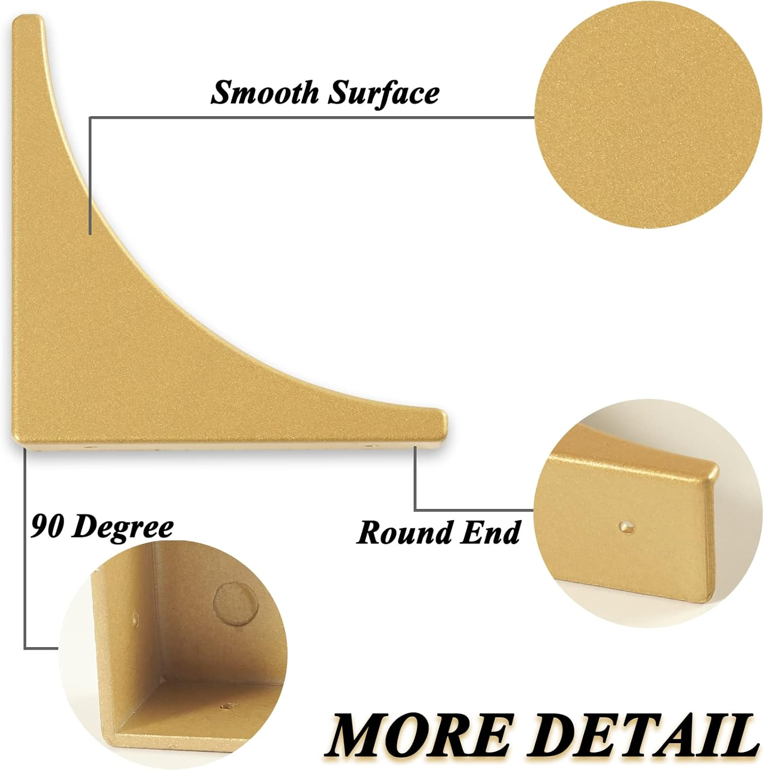 Gold Metal Corner Protector 65MM 4 Pack Decorative Corner Brackets for Wood Furniture Sliding Barn Door Table Desk Antirust Zinc Alloy Cover Guard with Screws image number 2