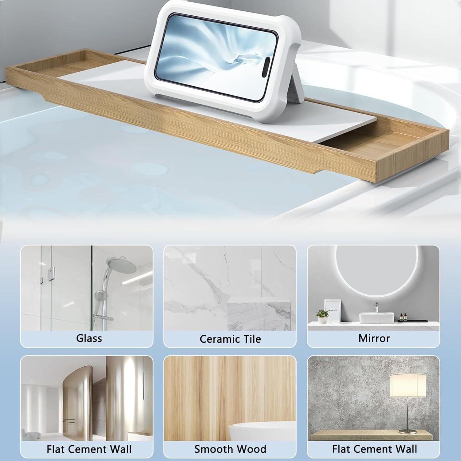 TONGLUO Shower Phone Holder Waterproof, 360&deg; Rotation Adjustable Wall Mount, Bathtub/Bathroom Phone Stand with Anti-Fog Case for Iphone 17 Pro Max Air and 4-7" Phones(White) image number 3