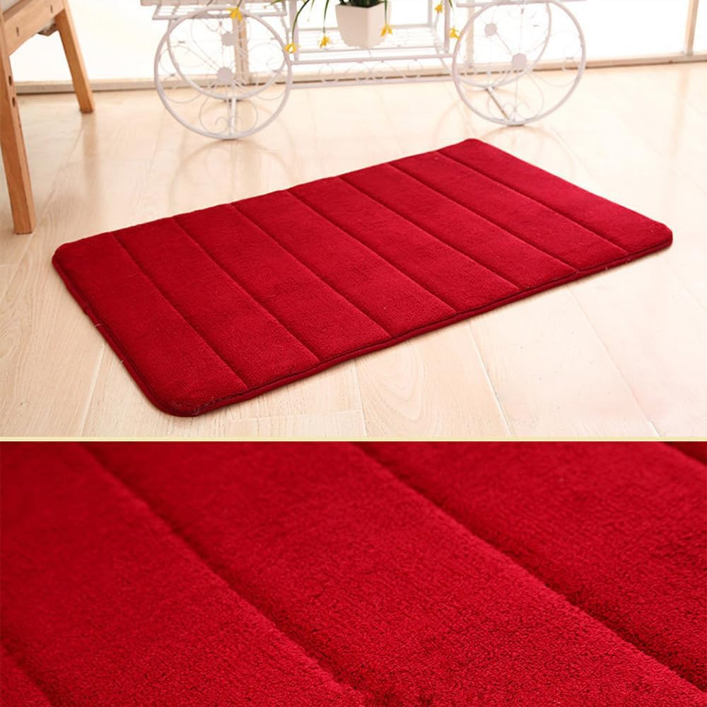 2X Red Non-Slip Bedroom Floor Tub Rug Memory Foam Bath Mat Bathroom Pad Soft Absorbent - 2X Grey image number 7