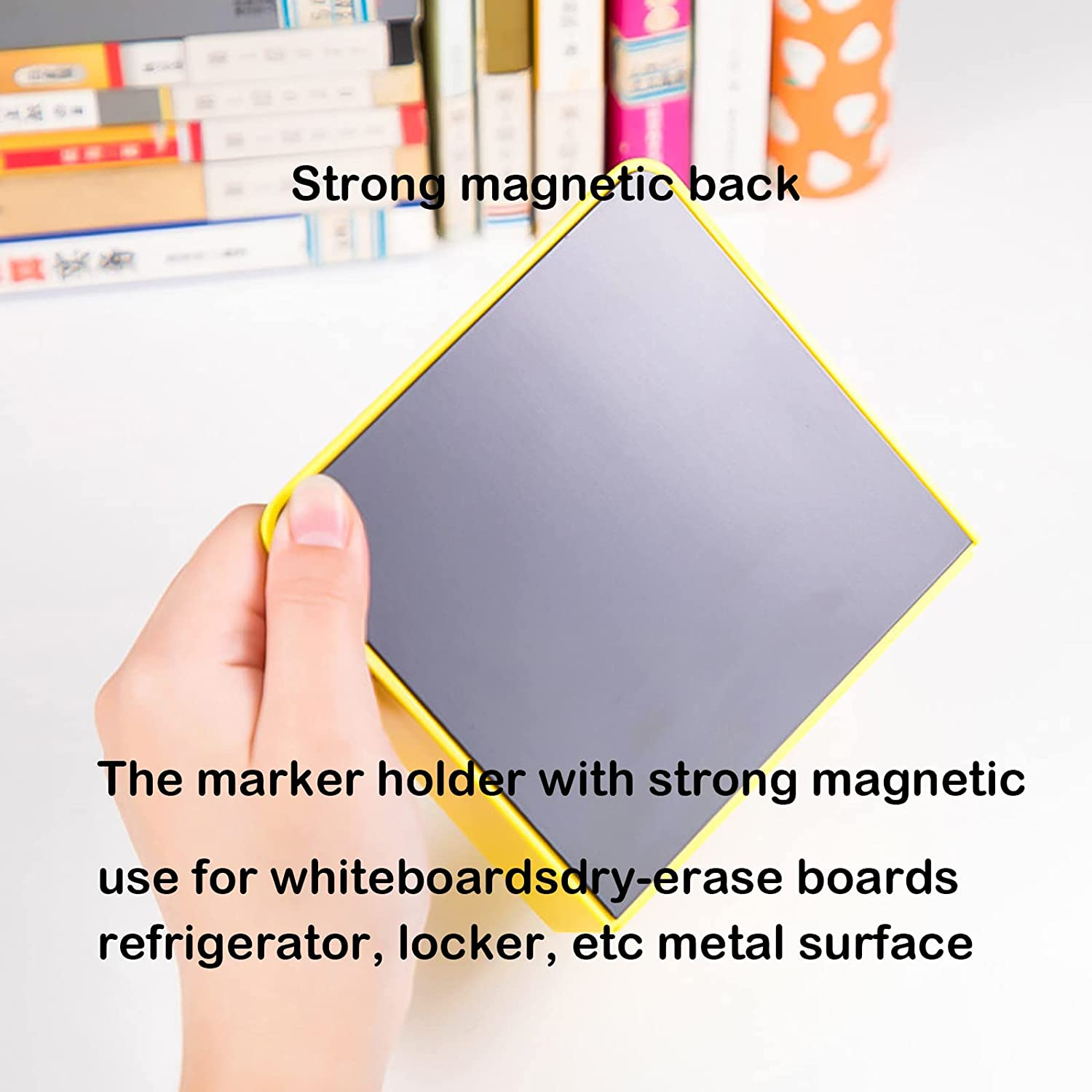 2 Pcs Magnetic Dry Erase Marker Holder, Pen and Eraser Holder for Whiteboard, Magnet Pencil Cup Storage Organizer for Fridge, Locker and Metal Cabinets image number 4
