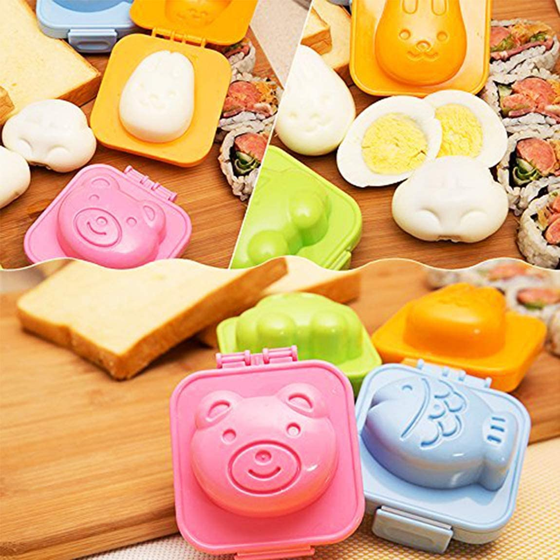 Yunko 6Pcs Egg Rice Mold Hard Boiled Egg Mold Fish Car Heart Shape Onigiri Molds Rice Ball Maker, Fondant Cake Pop Decorating Tool Fun Cookery Kitchen Gadgets image number 4