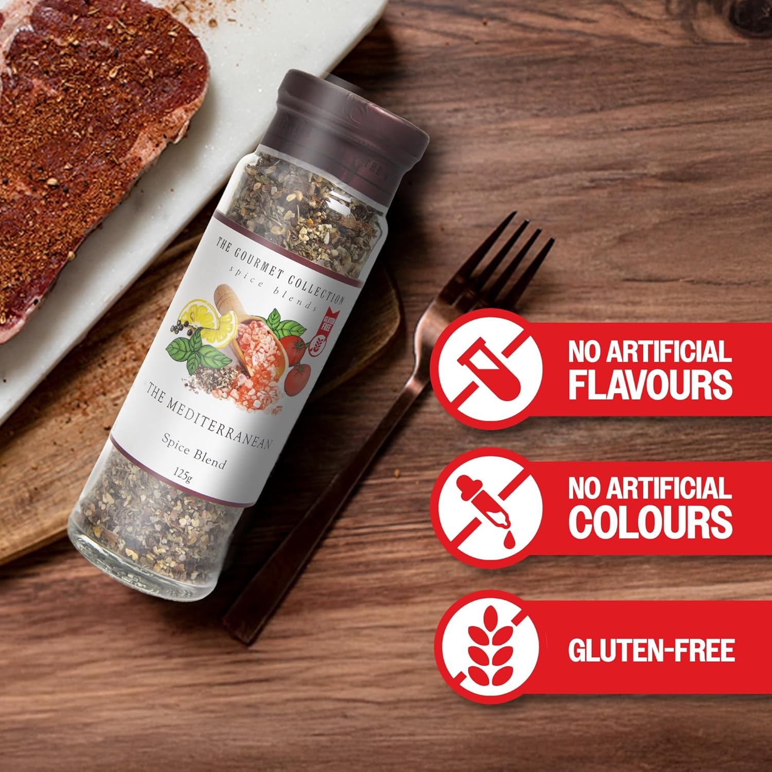 The Gourmet Collection Mediterranean Spice Blend, 125G &ndash; Gourmet Seasoning for Meats & Vegetables, Flavoured Spice Mix, Gluten Free, No Artificial Flavours or Colours, Cooking Spices image number 6