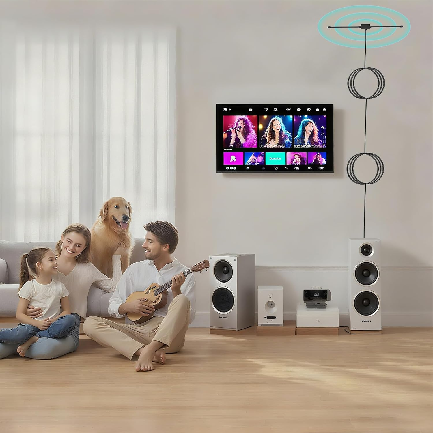 HQXHQ DAB FM Radio Antenna - FM Dipole with 3M Extension Cable for Pioneer, Yamaha, Marantz Works with Portable Radio Tuner, Stereo/Av/Hifi Receiver, Amplifier, Home Theater & Bose Wave Music System image number 1