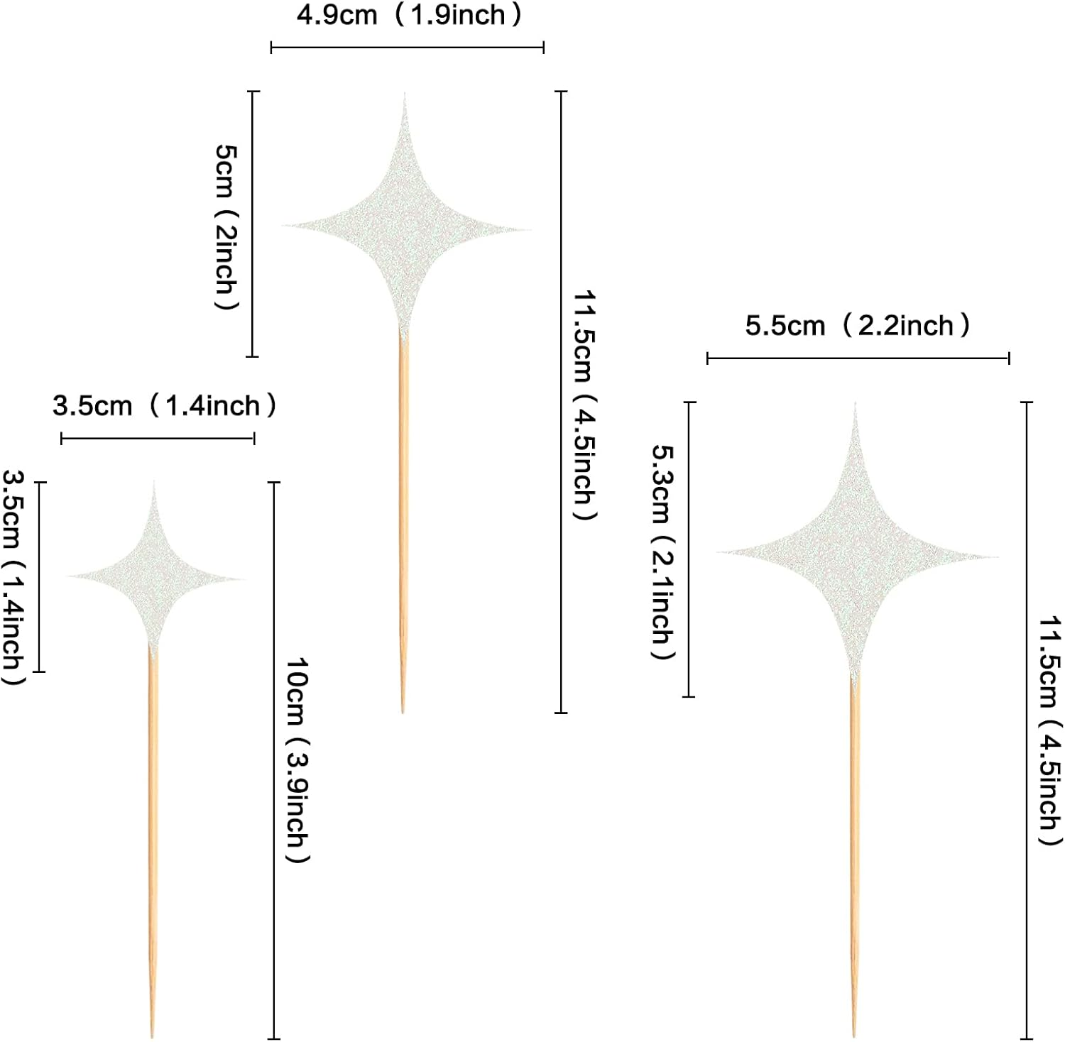 30 Pack Twinkle Star Cupcake Toppers Little Star Cupcake Picks Wedding Engagement Bridal Baby Shower Birthday Party Cake Decorations Supplies White - Red image number 3