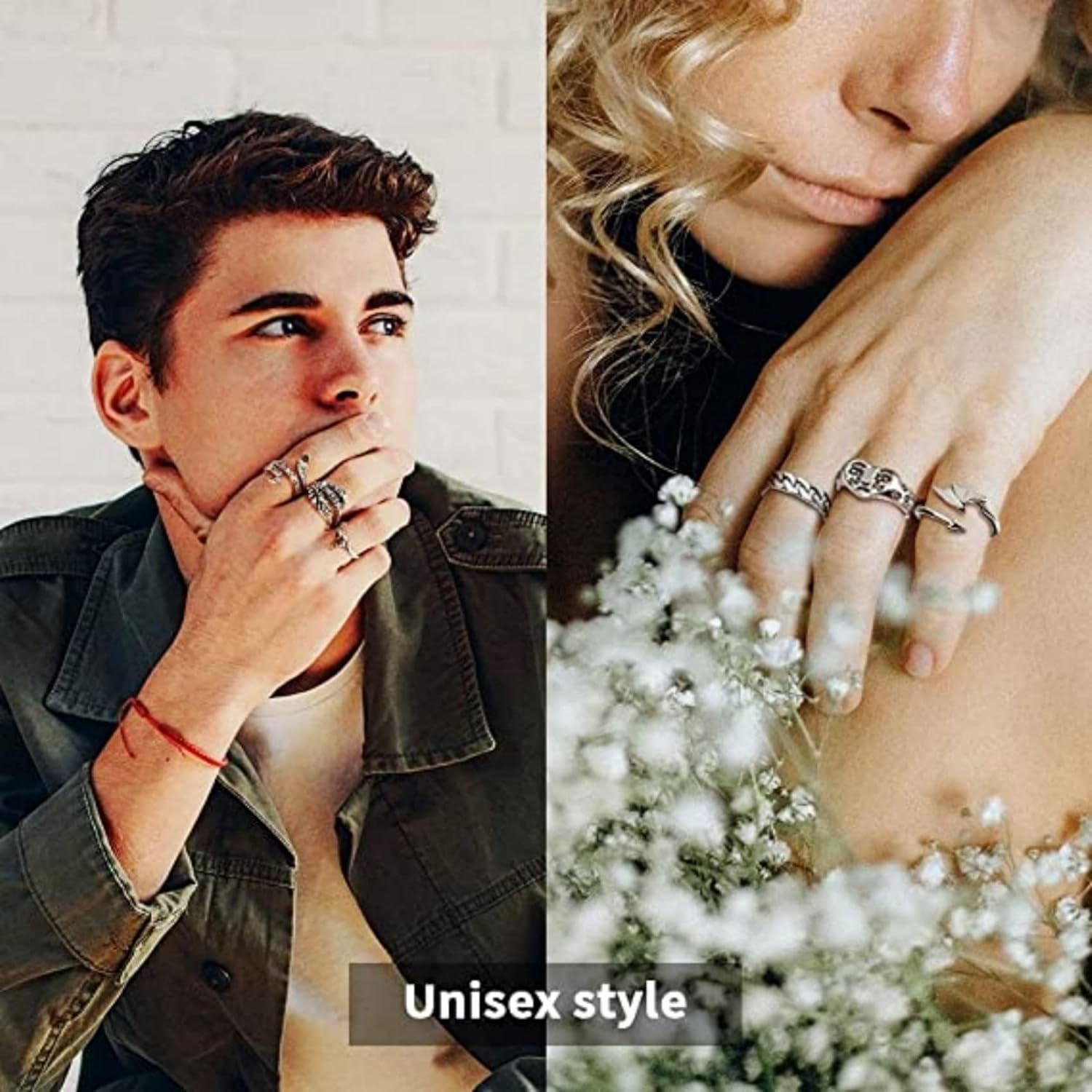 ZALIZR 16 Pcs Animal Open Rings for Women Men Girls, Vintage Frog/Dragon/Snake/Eagle Knuckle Stacking Ring Set, Boho Gothic Punk Finger Rings, Adjustable Open Punk Rings for Men Women image number 1