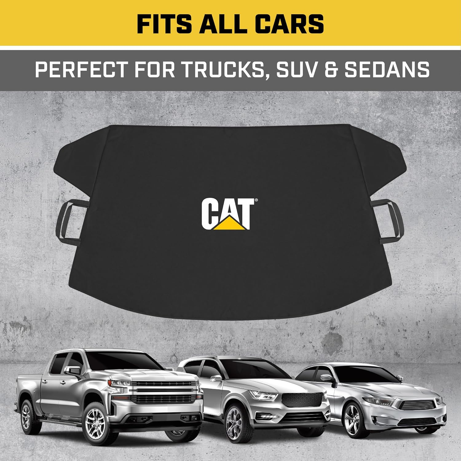 CAT Windshield Snow Cover, Toughest Car Frost Protector for Ice & Sleet, Weatherproof for Winter, Includes Magnetic Anti-Theft, Freeze Protector for Auto Car Truck Van SUV, Wide Size 78"X45" Inch - Black image number 4
