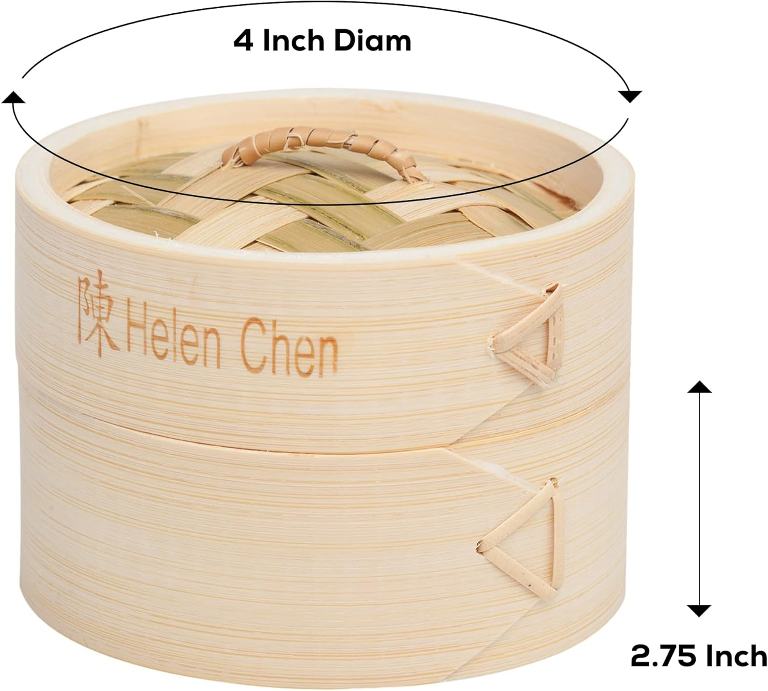 Helen&rsquo;S Asian Kitchen Bamboo Dim Sum Food Steamers with Lids, 4-Inch, Set of 2 image number 3