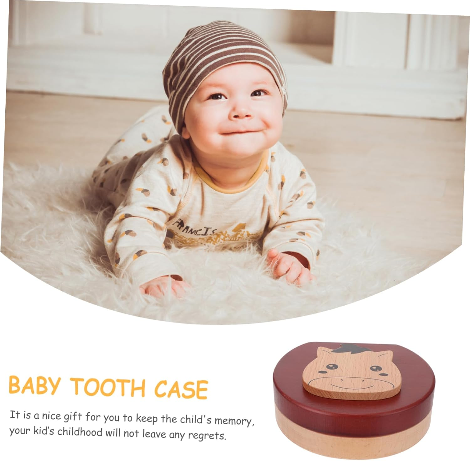 Tooth Fairy Holder Wooden Keepsake Box for First Tooth Fetal Hair Saver Organizer with Tweezers Shower For image number 3