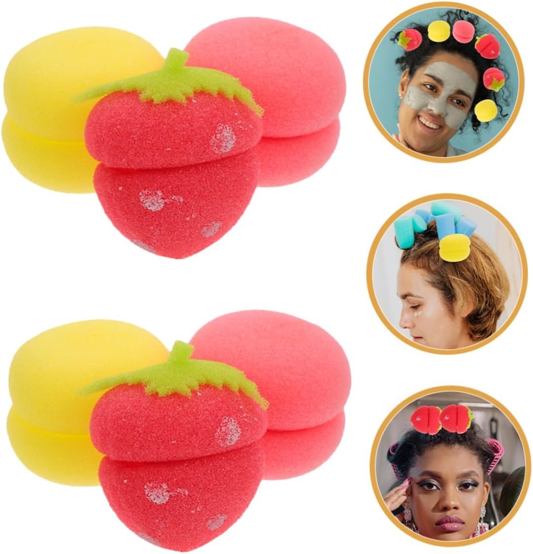 Mikinona 24Pcs Sponge Hair Curlers Balls Lightweight Hair Rollers for Natural Curling Soft Strawberry Rollers Suitable for Bangs Easy DIY Styling Tools for Women image number 6