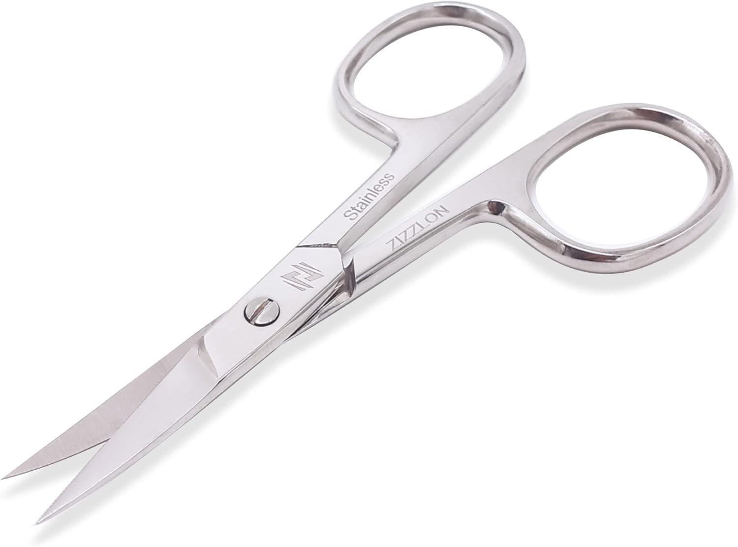 ZIZZLON Nail Scissors Curved Micro Serrated Stainless Steel Eyebrow Scissors for Eyelash, Mustache, Beard, Nose Hair, Toenail &ndash; Pedicure, Manicure Scissors for Men and Women