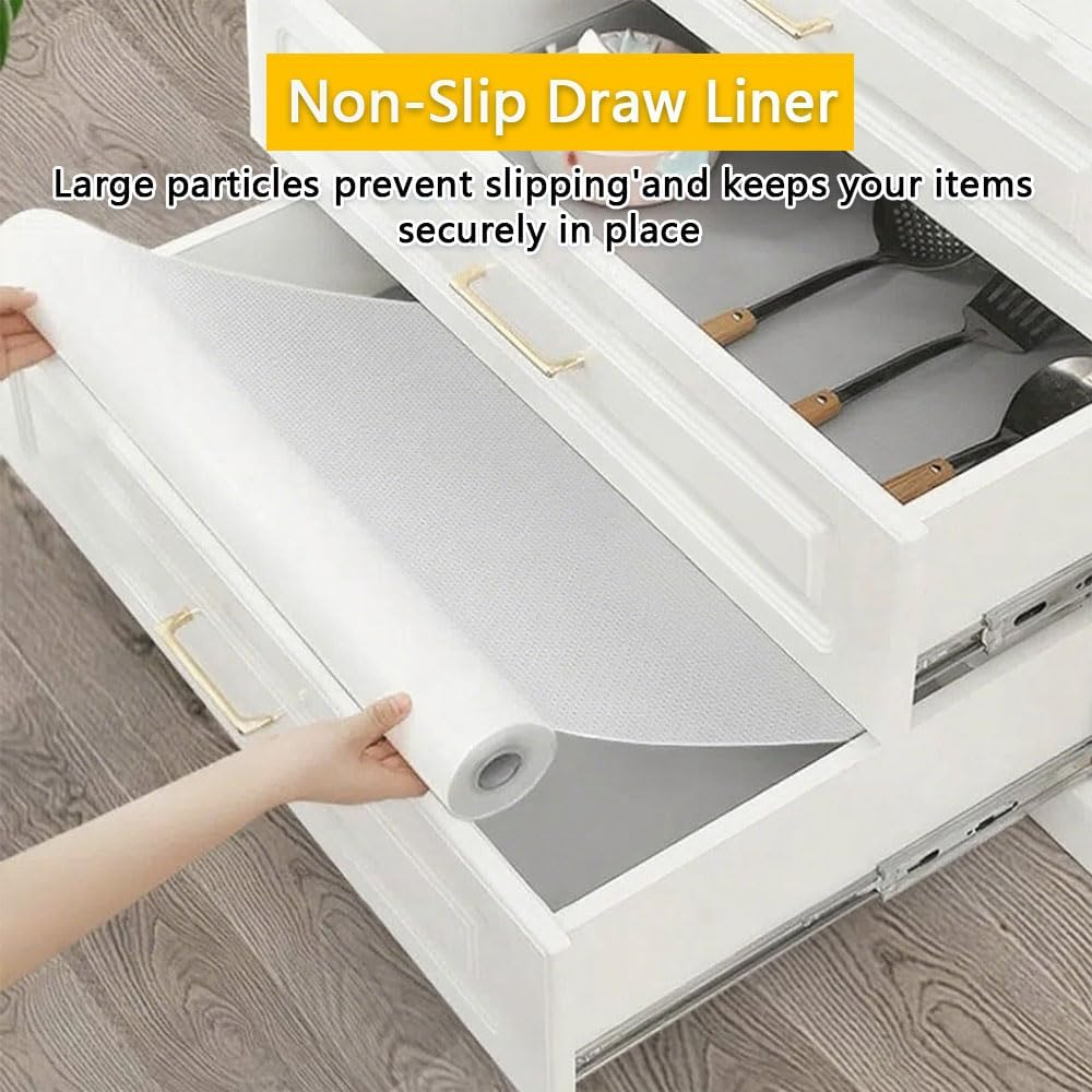 2 Rolls Clear Non-Slip Shelf Liner for Kitchen Cabinets and Drawers &ndash; Waterproof, Oil-Proof, Non-Adhesive, Easy-To-Cut Liner for Pantry, Fridge, Cupboards, and Storage Shelves image number 5