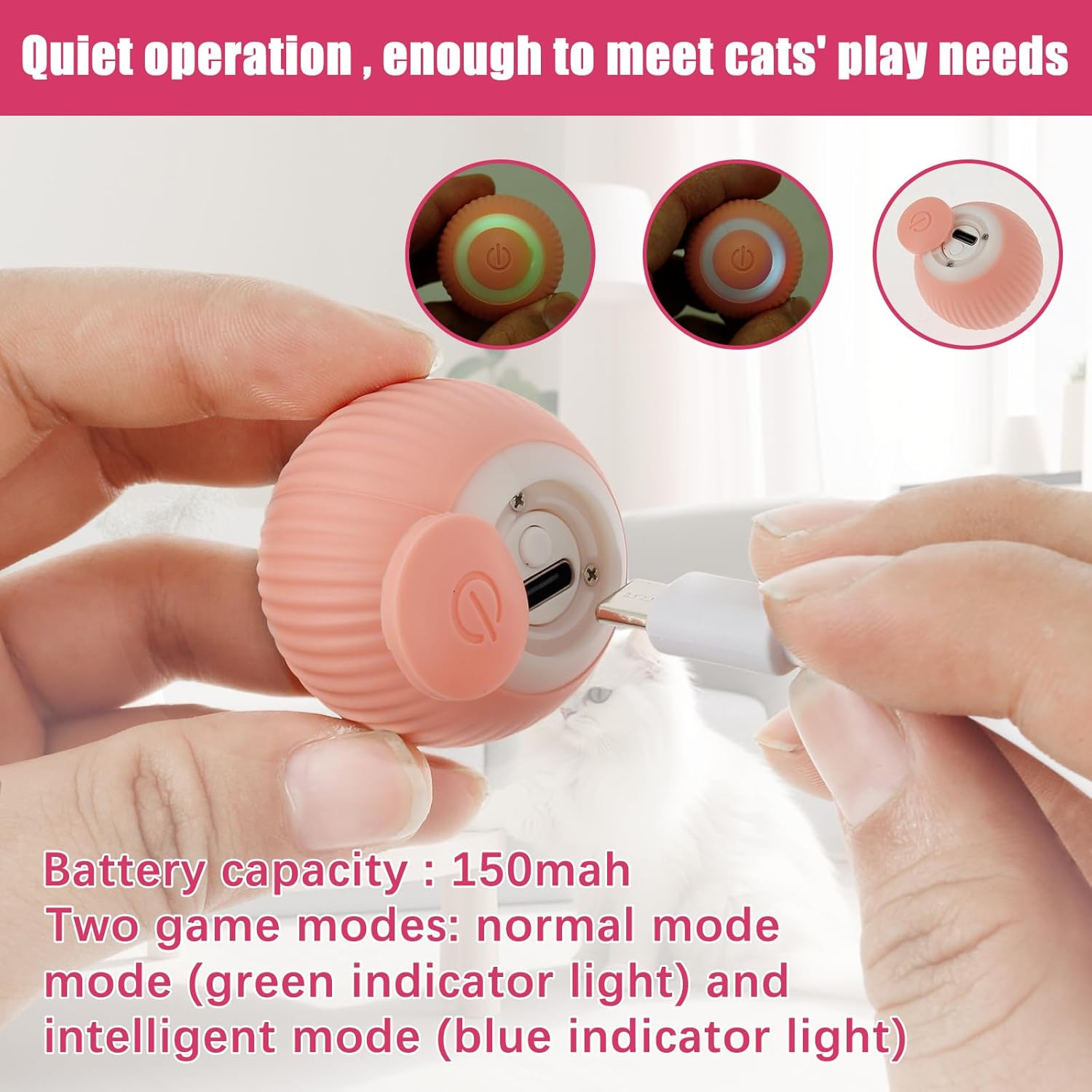 Simulated Cat Hunting Toy with Cat Ball Fun Interactive Cat Toy Simulated Interactive Hunting Cat Toy Rechargeable Hunting Cat Ball Toy Interactive Cat Toys for Indoor Cats image number 6