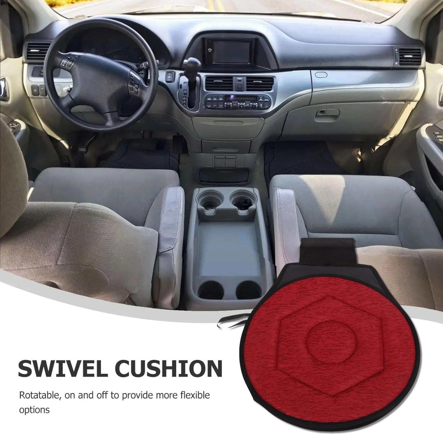 Swivel Car Seat Cushion Forelderly, Swivel Cushion Forcar, round Car Cushion 360 Degrees Rotating Geometric Rhombic Shape, Rotating Cushions (Maroon) image number 6