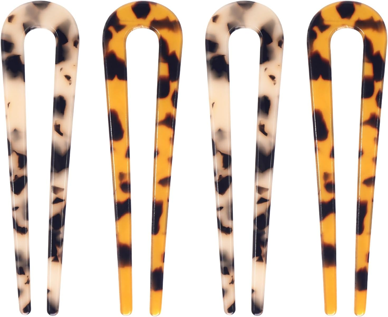 Mynoozi 4 Pack Hair Fork French Pins, U Shaped Hair Pin for French Twist U Shaped Hair Pin Fork Sticks for Women Girls Hairstyle Accessories image number 4