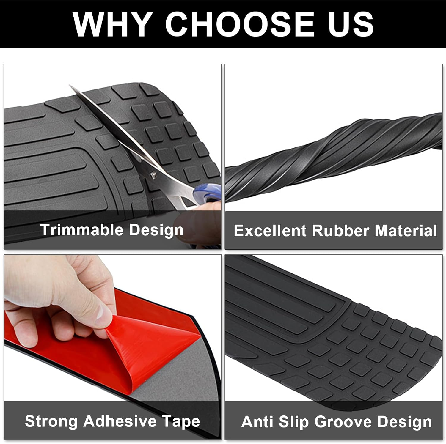 Car Rear Bumper Protector, 41 X 3.4 Inch Anti-Scratch Rubber Rear Bumper Guard, Universal Non-Slip Trunk Exterior Accessories for SUV & Trucks, Easy No-Drill Installation, with Wet Wipes image number 4
