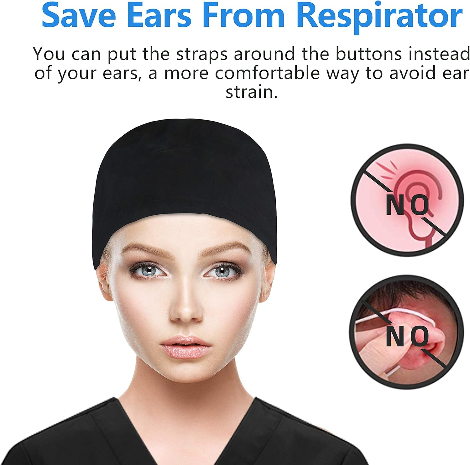 QBA Adjustable Working Cap with Button, Cotton Working Hat Sweatband, Elastic Bandage Tie Back Hats for Women & Men, One Size image number 4