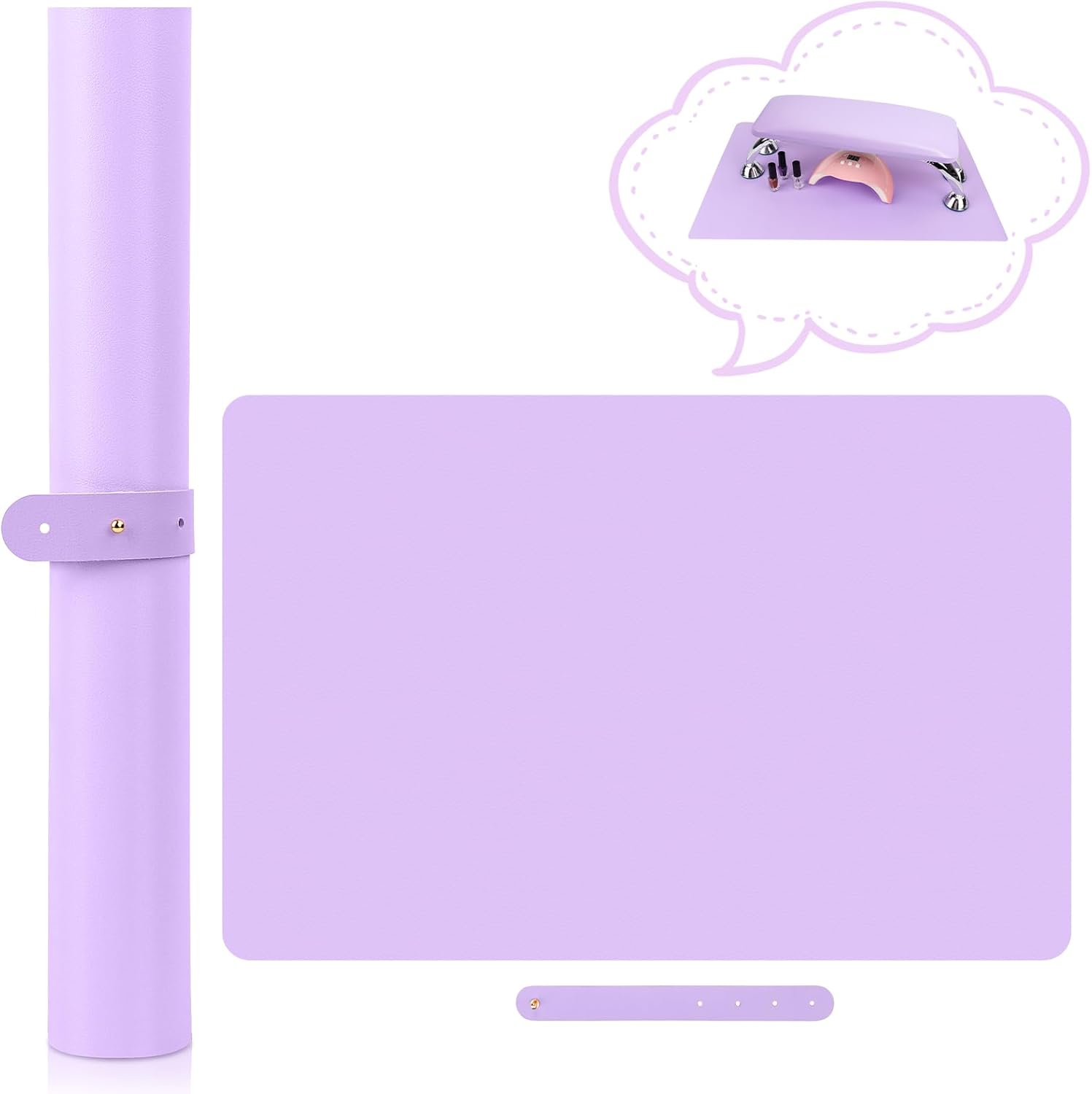 (MAT ONLY) Nail Art Table Mat, Nail Arm Rest Pad for Acrylic Nails, Soft Microfiber PU Leather Nail Mat for Table, Foldable Nail Hand Rest Pillow Manicure Pad, Acrylic Nail Desk Mat for Nail Cushion image number 1