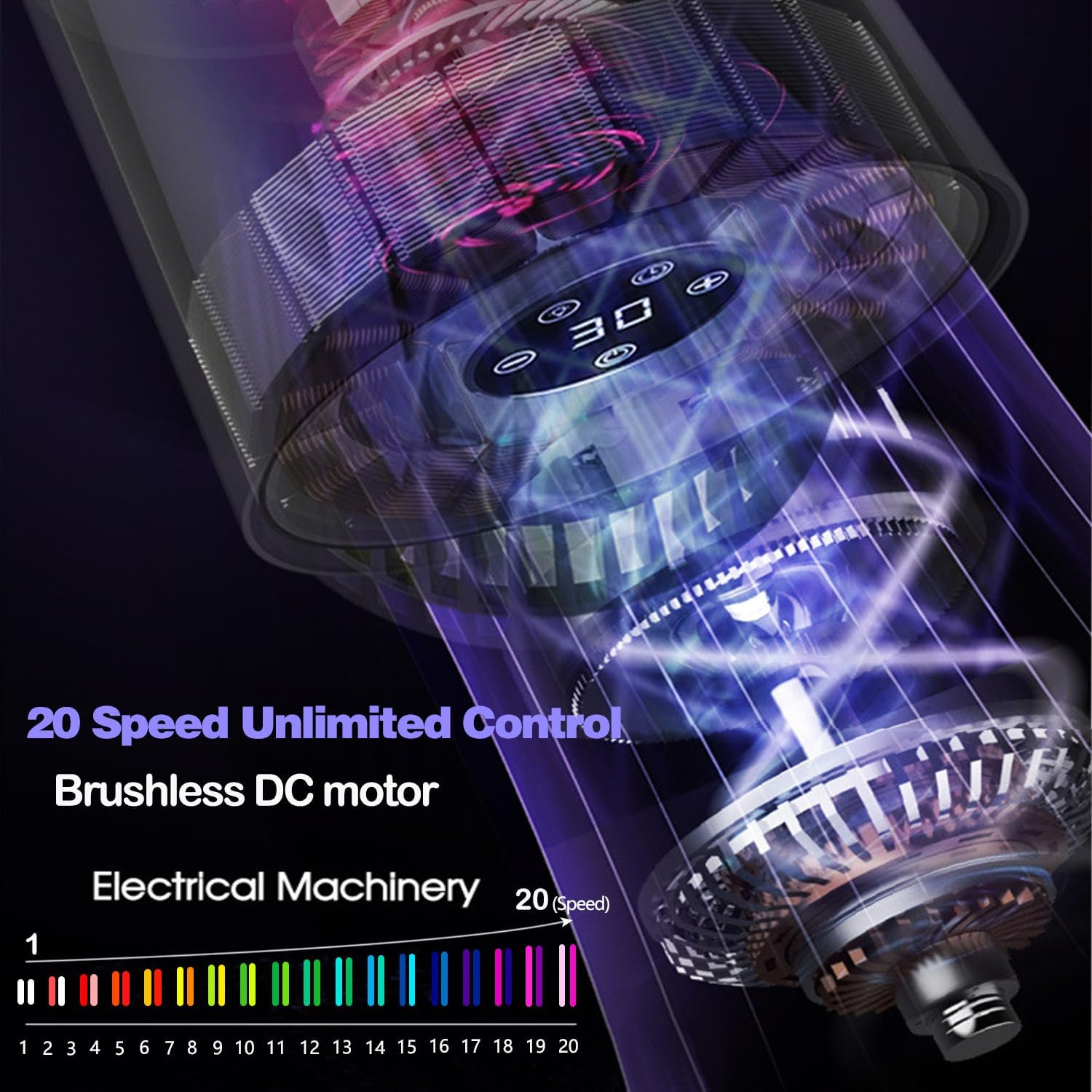 Bladeless Electric Bug Zapper Fan, 8H Timer, 20-Speed, 4.8AH, 2-In-1 Mosquito Zappers Fan, Portable Rechargeable Desk Bug Zapper Fan for Patio/Backyard/Bedroom image number 3