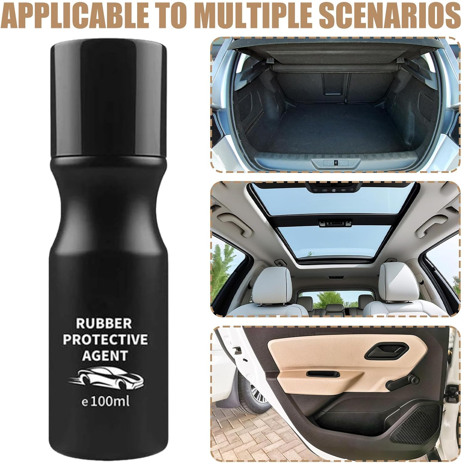 Rubber Protector 100Ml - Car Rubber Care, Window Seal Protective Agent | Automotive Rubber Sealant, Dry Lubricant, Window & Trunk Seals - Maintains and Prolongs Vine image number 1