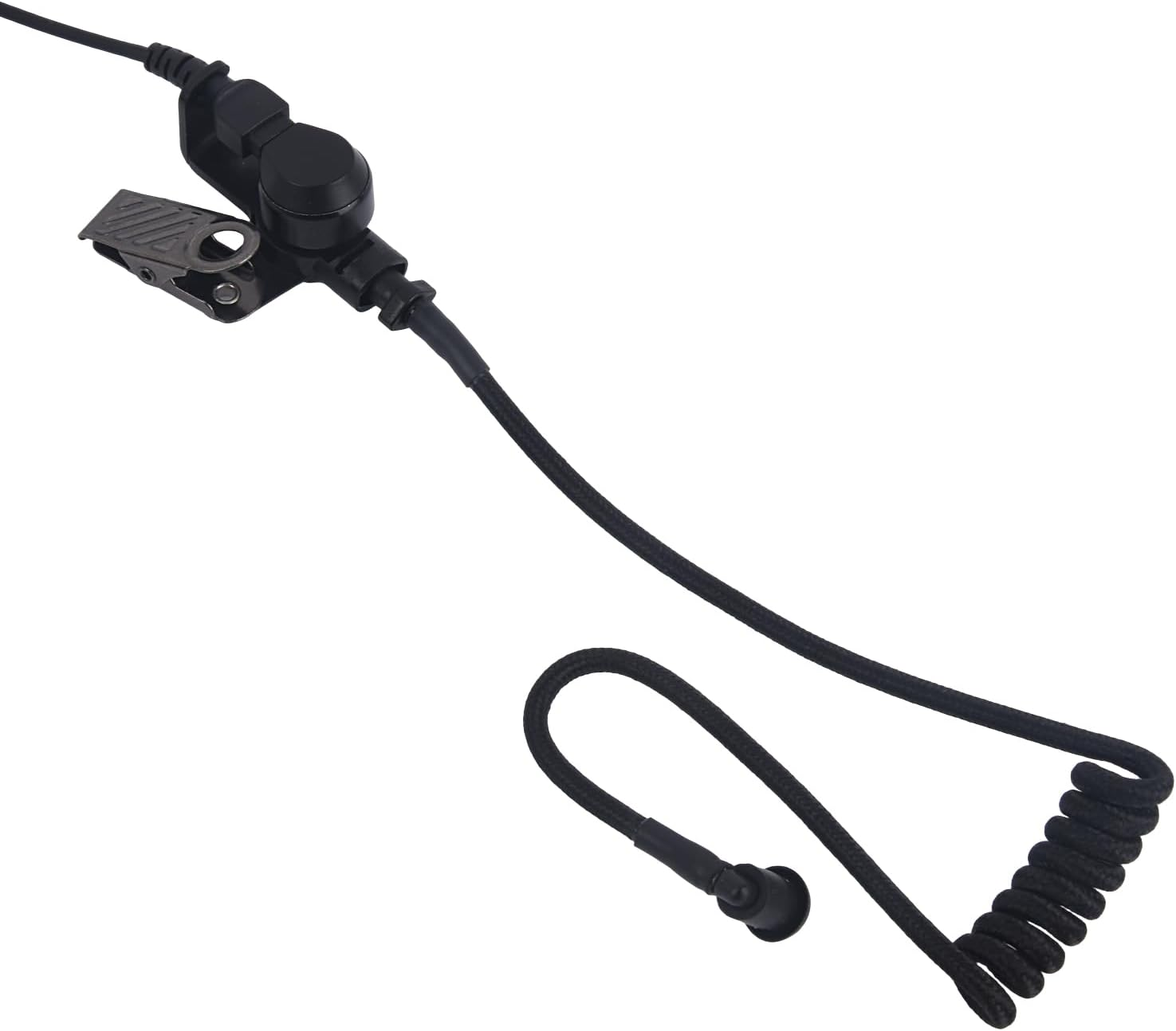 Braided Knitted Woven Fabric Fiber Coil Tube Replacement for Walkie Talkie Radio Acoustic Earpiece Headset (Pure Black) image number 5