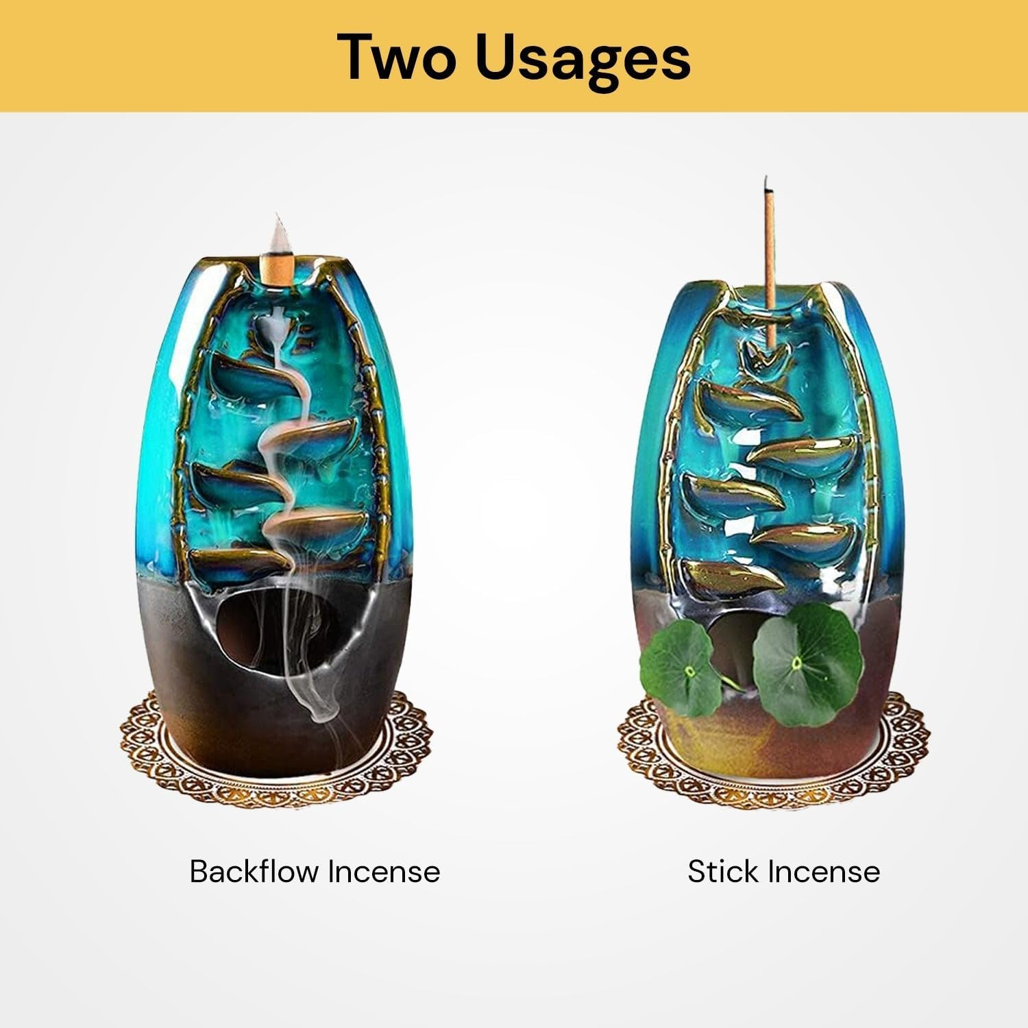 Ezonedeal Mountain River Handicraft Incense Holder Backflow Ceramic Burner Censer Holder for Home Decor Aromatherapy Relaxation Gifts image number 3