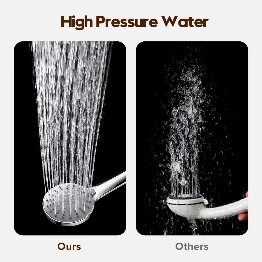 Decaura 5-Mode Handheld Shower Head round with 150Cm Shower Hose High-Pressure Spray Massage Chrome - Black image number 5