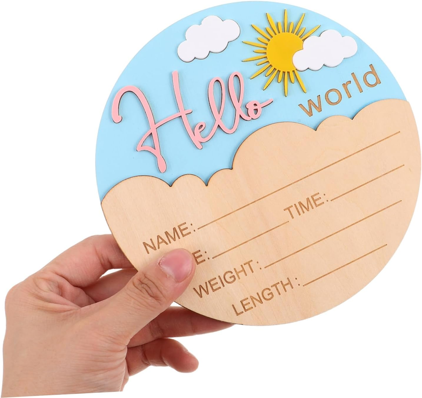 Abaodam Wooden Newborn Announcement Sign Name Plaques Rustic Birth Welcome Board for Nursery Photo Prop Unisex Pink Shower Decoration image number 5