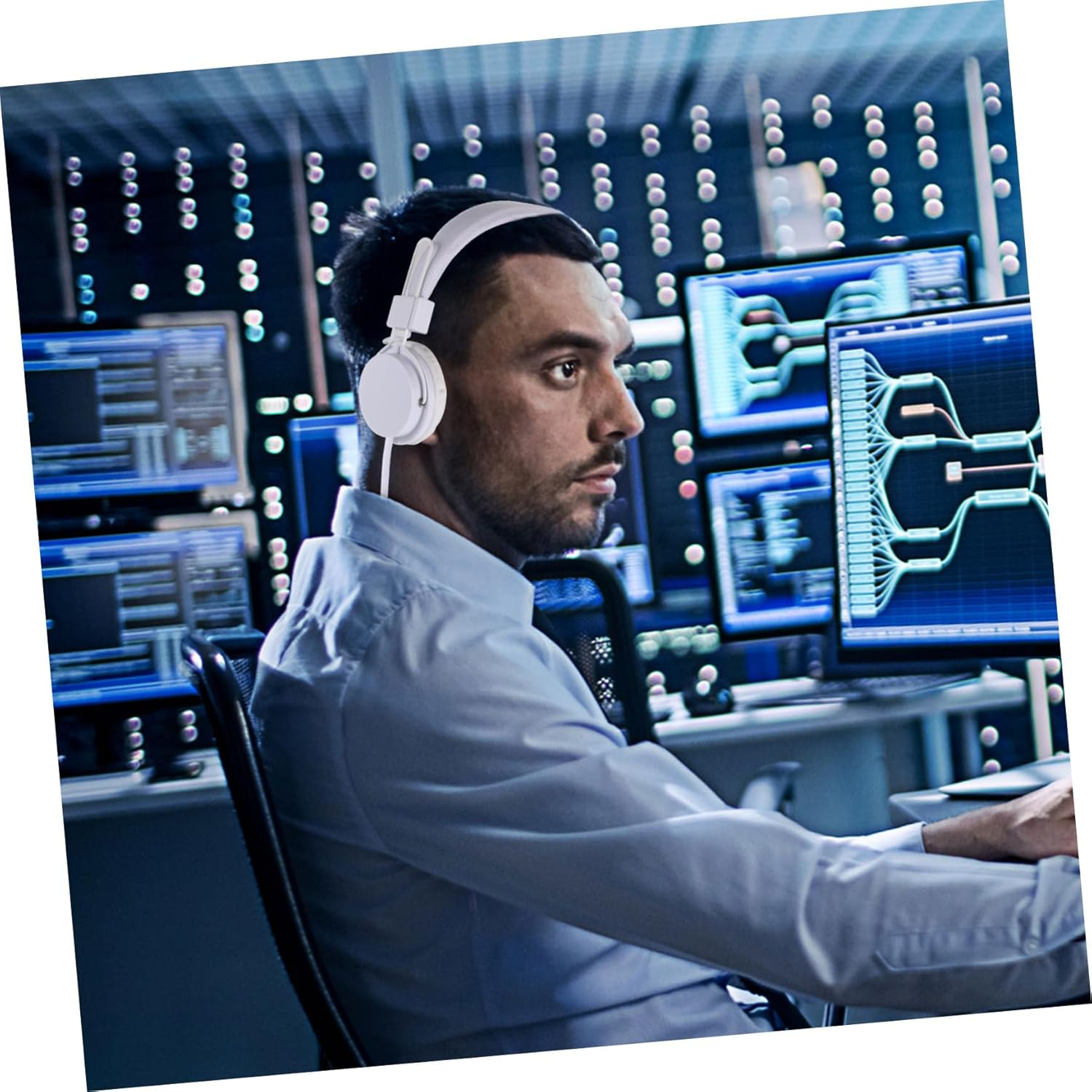 LIGIGWASH Wired Over-Ear Game Headset In-Line Mic, White, Stereo Gaming Headphones for Pc, Wired Headphone for Gamers and Streaming image number 2