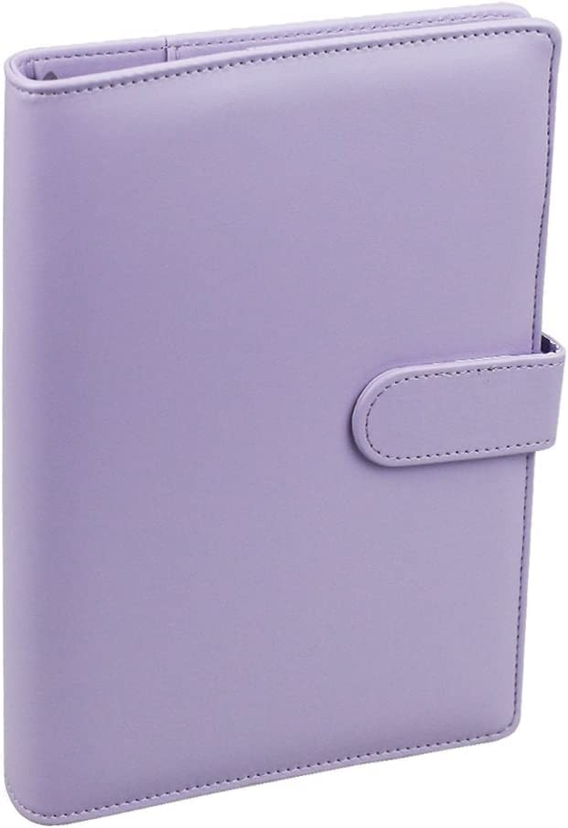 Acemedia A5 PU Leather Binder - 6-Ring Notebook Binder Cover with Magnetic Buckle Closure, Purple