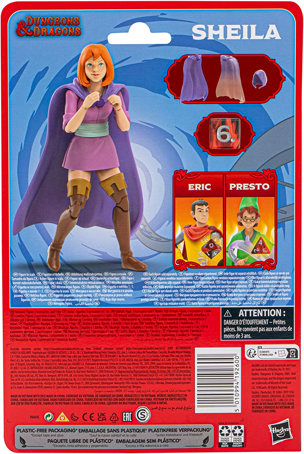 Dungeons & Dragons Cartoon Classics 6-Inch-Scale Sheila Action Figure, D&D 80S Cartoon, Includes D6 from Exclusive D&D Dice Set