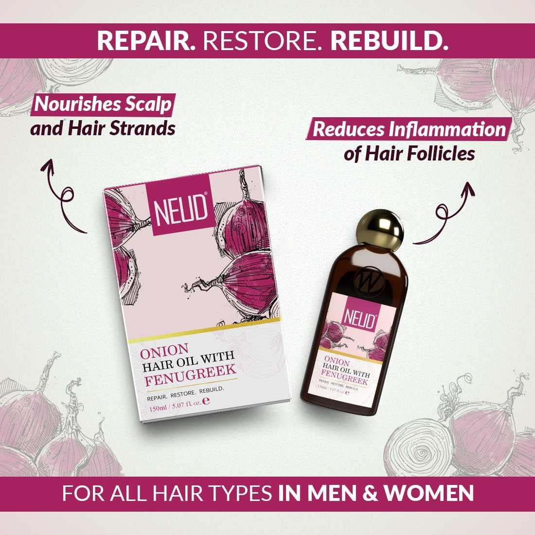NEUD Xpose Yourself Onion Hair Oil with Fenugreek for Men & Women - 1 Pack (150 Ml) image number 4