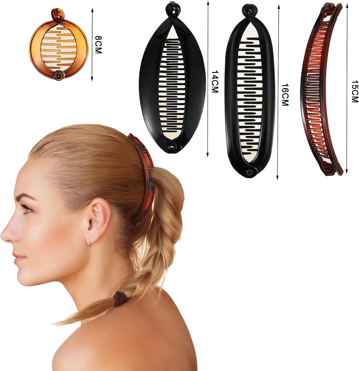 WUDQIJI Banana Hair Clips Banana Clips 12 Pieces Banana Clips Fish Hair Clips Ponytail Hair Holder Banana Fish Tail Hair Clip Wire Combs Comb Clips 4 Styles for Women