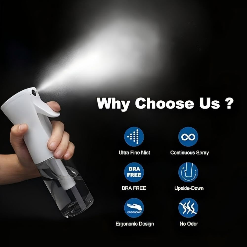 Continuous Mist Spray Bottle 2Pack,Ultra Fine Mist Sprayer(7.05Oz/200Ml),Refillable Water Mister for Cleaning,Hairstyling, Plants, Misting Skin Care Clear image number 2