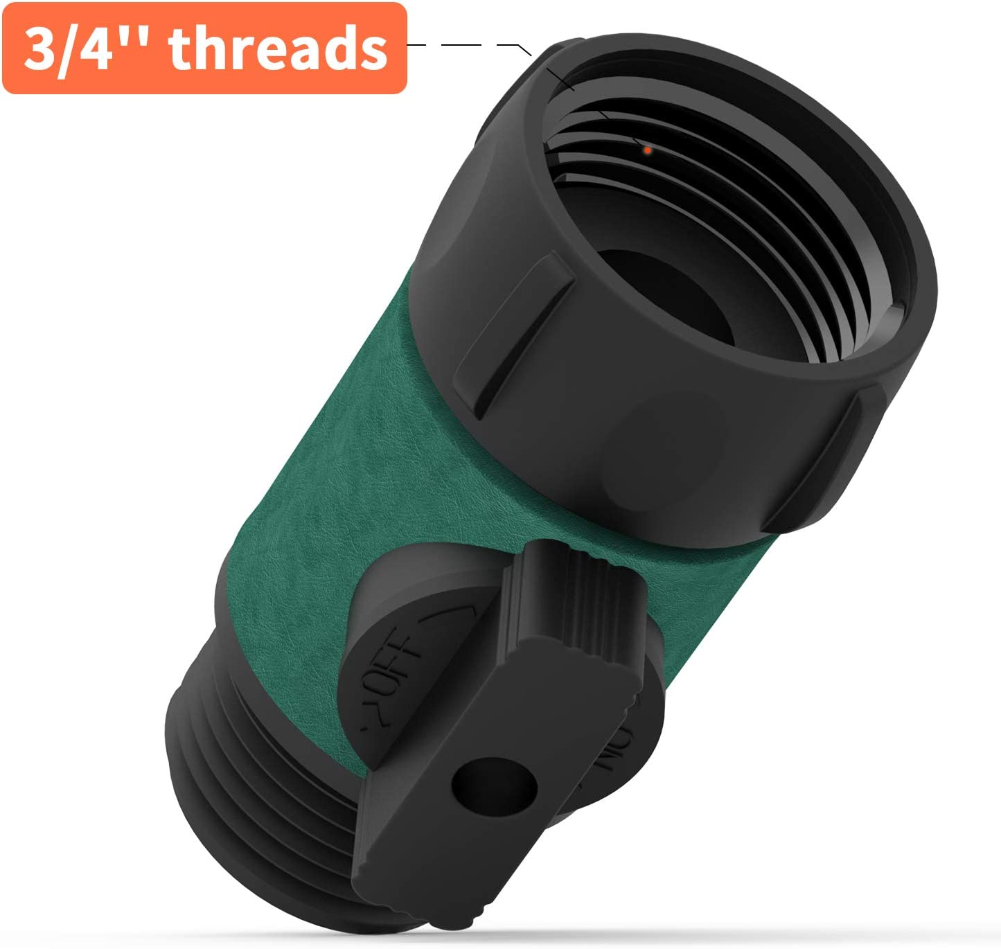 Garden Hose Shut off Valve, 3/4" US Garden Hose Thread, 4 Pack + 8 Rubber Washers, Black ABS Plastic Ball Valve image number 4