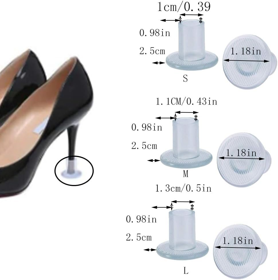 30 Pairs High Heel Protectors for Shoes Women,3 Sizes High Heel Stoppers, Protecting Shoe Heels, Grass Heel Protector, Heel Repair Caps Covers for Wedding, Outdoor Activities (Transparent) image number 2