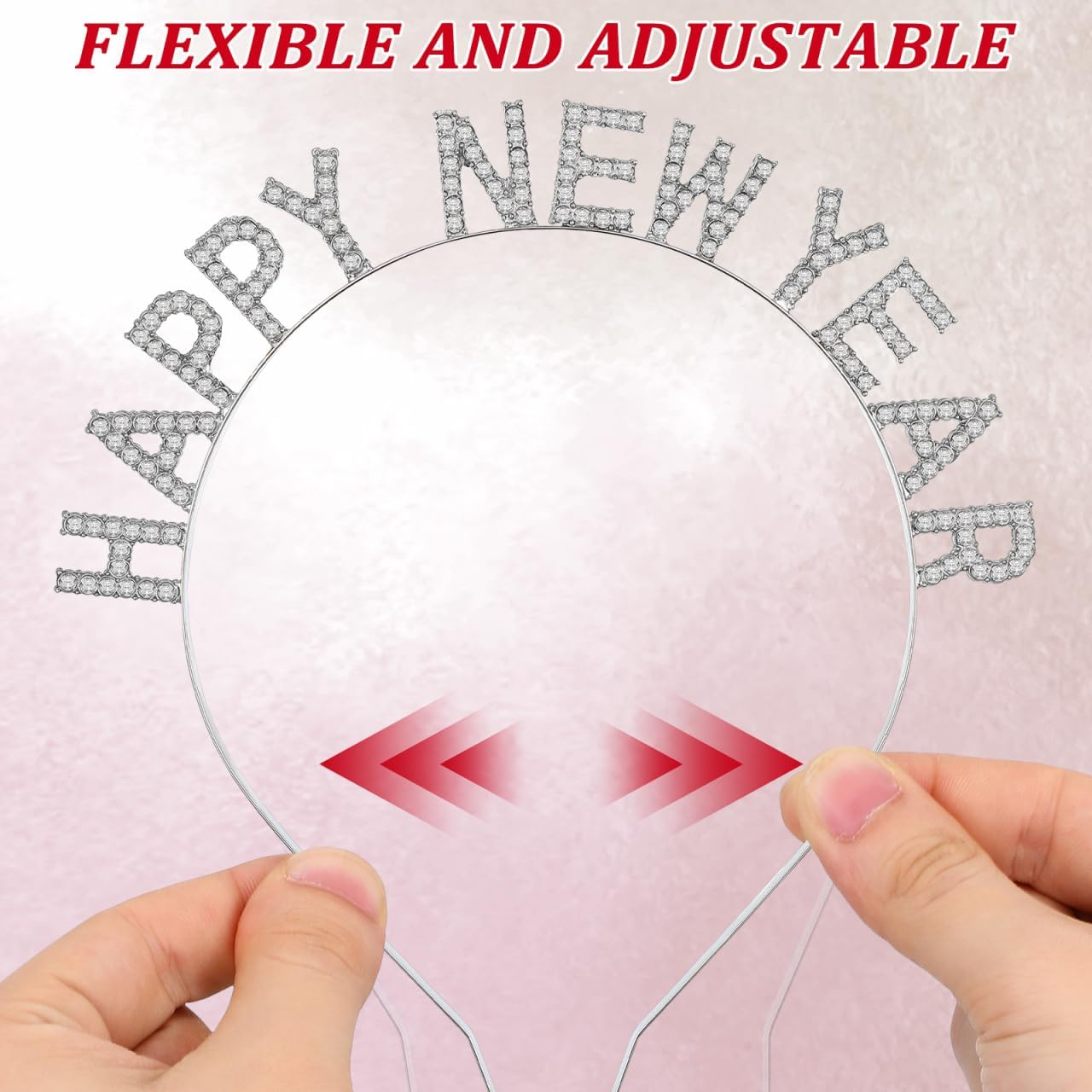 Minkissy Headband New Year'S Eve 2023 Hair Accessories Headband Happy New Year Headband Tiara with Rhinestone New Year Headband Crown Tiara Headpiece Christmas Party Gift Photo Props Silver, Silver
