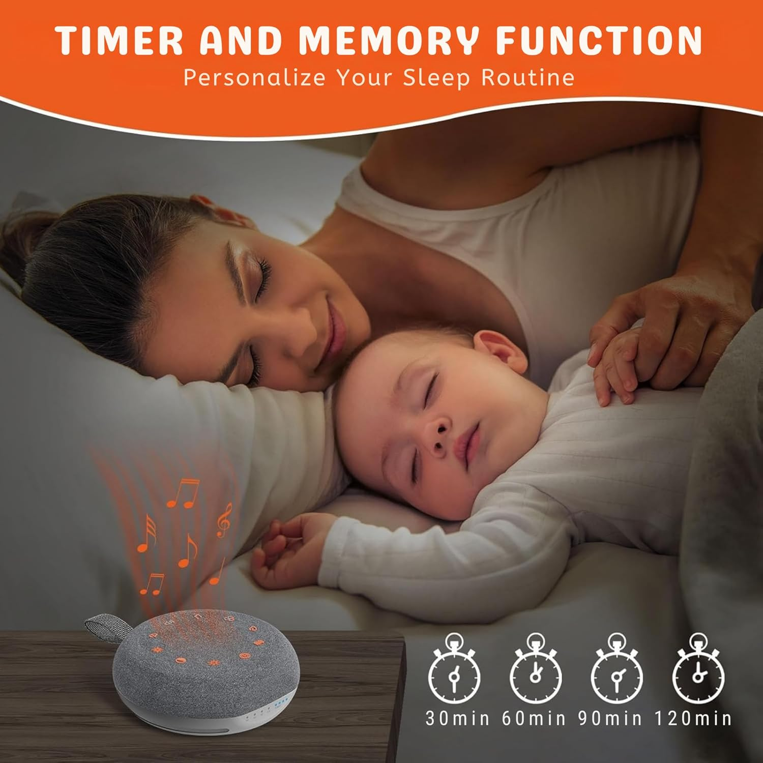 White Noise Machine, Baby White Noise Machine with 40 Soothing Sounds for Sleep, Sound Machine with Night Light 7 Colours 4 Modes for Children'S and Adult Bedroom and Travel image number 3
