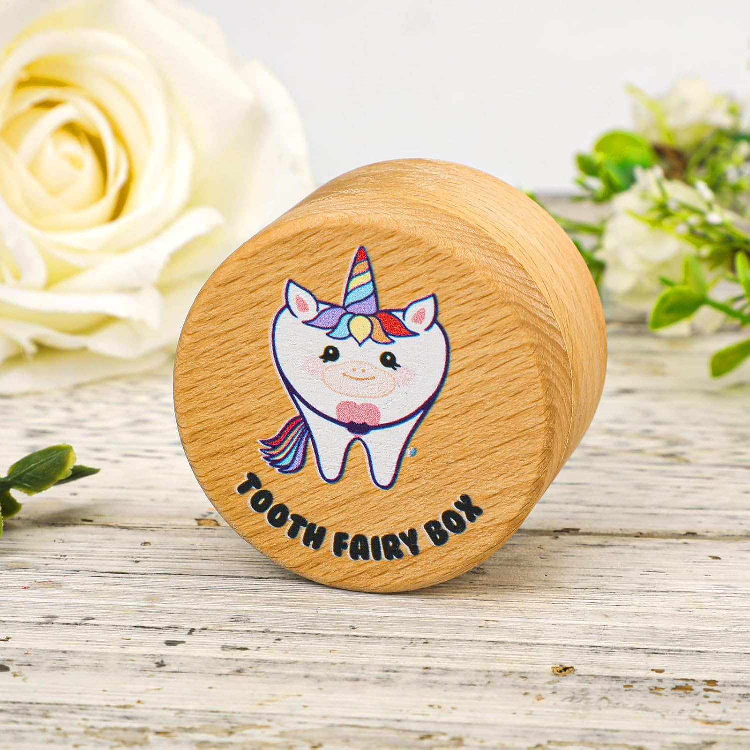 XIHIRCD Magnetic Tooth Fairy Box for Boys Girls, Wooden Tooth Keepsake Box for Lost Teeth Cute Tooth Holder First Tooth Storage Box Birthday Souvenir Gift (Unicorn) image number 3